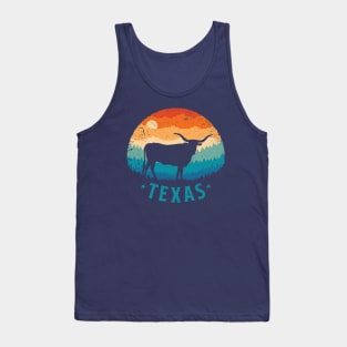 Texas Longhorn Retro Sunset Tank Top